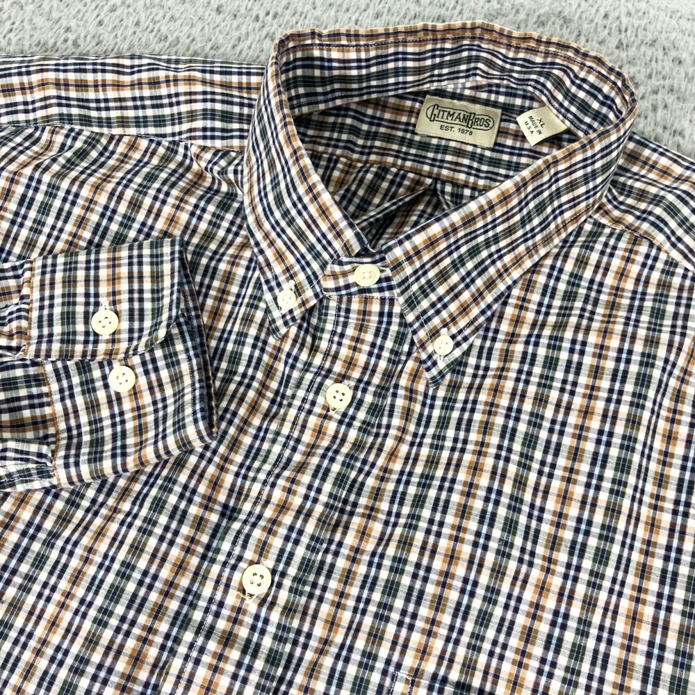 Gitman Bros Button Down Mens XL Multi Plaid Long Sleeve Cotton Shirt Made in USA